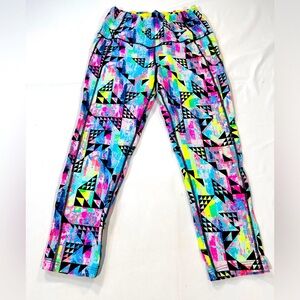 Victoria’s Secret women leggings,geometric print,bright neon colors,cropped L